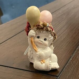 Dreamsicles birthday Cherub Figurine with Pastel Balloons